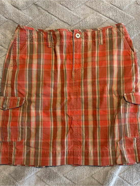 Eddie Bauer Dresses & Skirts - Eddie Bauer Cargo Skirt Womens Orange Green Plaid Cotton Utility Y2K Gorpcore